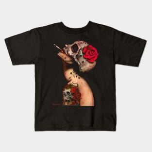 Sad girl with smoke Kids T-Shirt